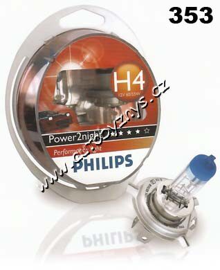 Žárovka 12V H4 60/55W Power2Night GT150 Philips-sada 2ks  (9048)